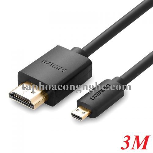 Ugreen 30104 3M màu Đen Cáp chuyển đổi Micro HDMI sang HDMI thuần đồng HD127 30030104